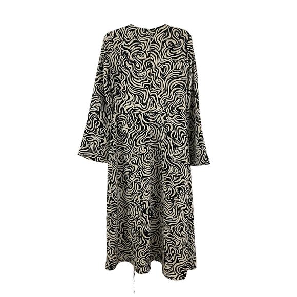Small H&M Zebra Swirl Black White Dress Faux Wrap Maxi Geometric Women Long - Picture 2 of 6